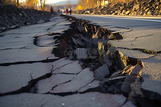 被地震破坏的道路图片