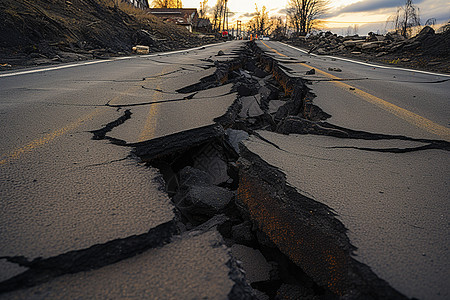 地震后的公路图片