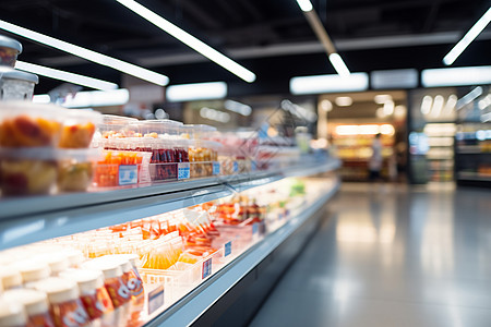 冻货食品陈列在货架上背景