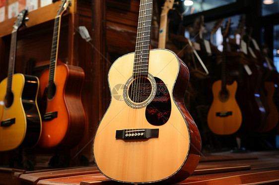 音乐室的古典吉他乐器图片