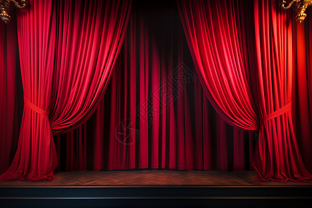 红色幕布下的舞台图片