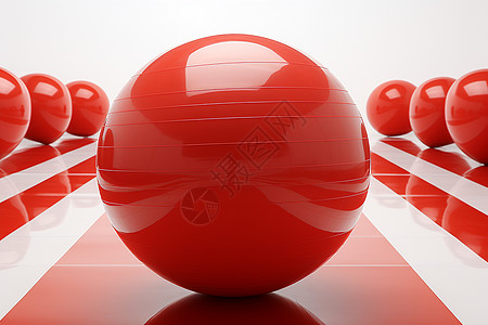 红白空间里的橡胶球图片