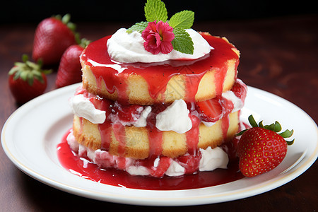 甜品店的草莓奶油蛋糕图片