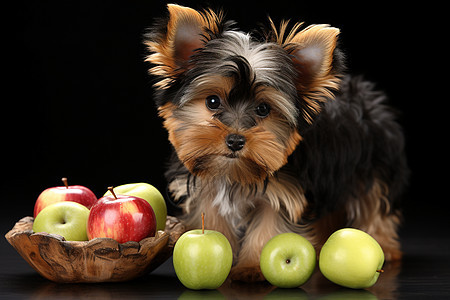小狗和苹果图片
