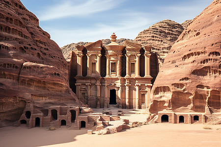 沙漠里的建筑背景图片