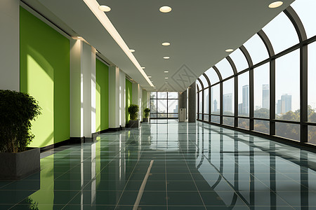 空旷的办公室走廊背景图片