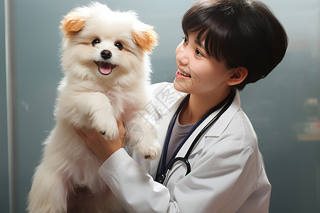 宠物医生和可爱小狗背景图片