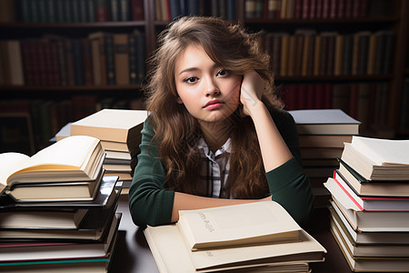 书海中的女大学生图片