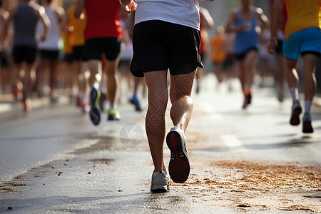 马拉松比赛里奔跑的人群图片