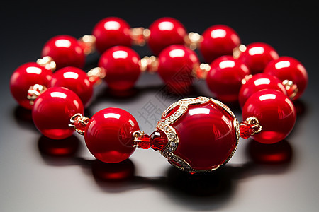 红色珠宝镶嵌的手链背景图片