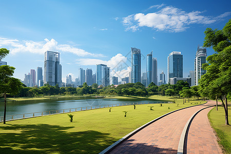 道路绿色城市公园背景