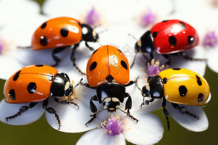 一群可爱的瓢虫背景图片