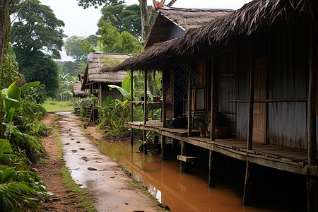 丛林中的村庄图片