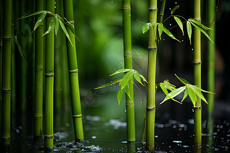 水里的竹子溪流竹子高清图片