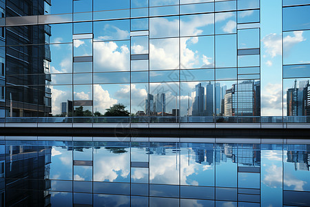 商务建筑墙上的蓝天背景图片