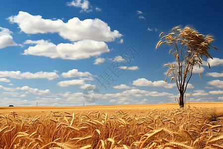 丰收麦田里的巨大麦苗图片