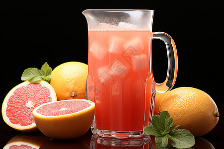 清凉畅饮的柚子汁图片