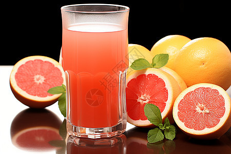 新鲜的柚子果汁背景图片