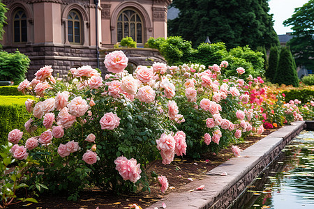 粉色花园城堡花园高清图片