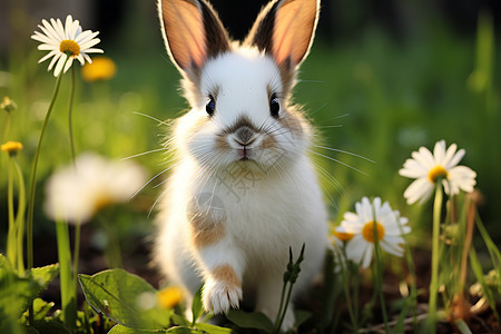 草地上的白兔图片