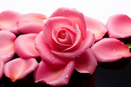 玫瑰花上的水滴背景图片