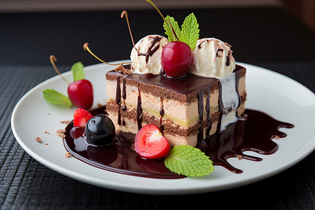 水果巧克力水果冰淇淋蛋糕背景