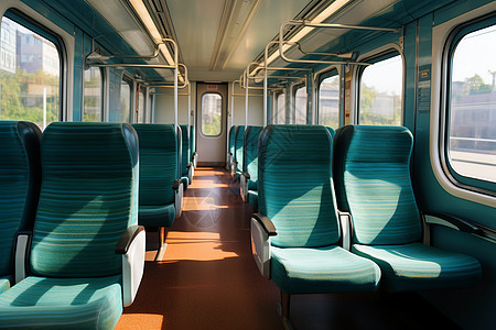 高铁内部蓝色座椅背景图片