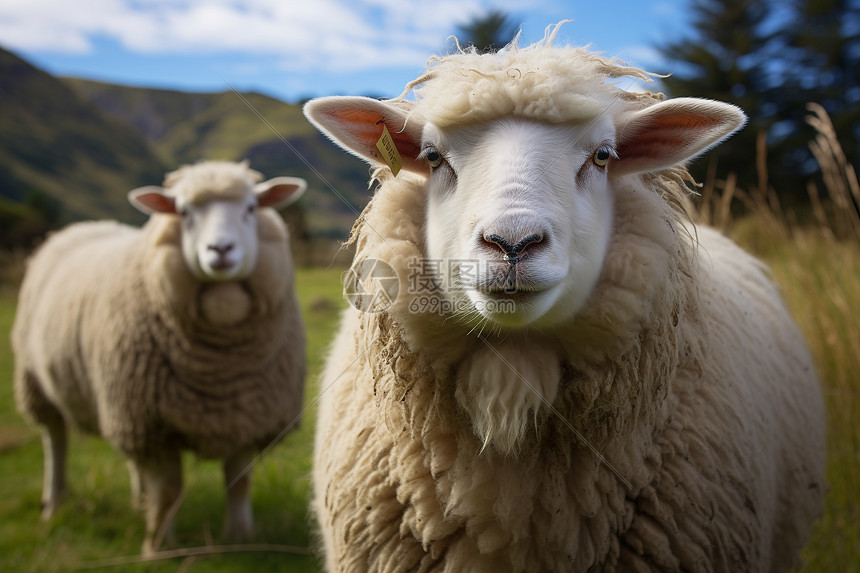 一群绵羊在草地上图片