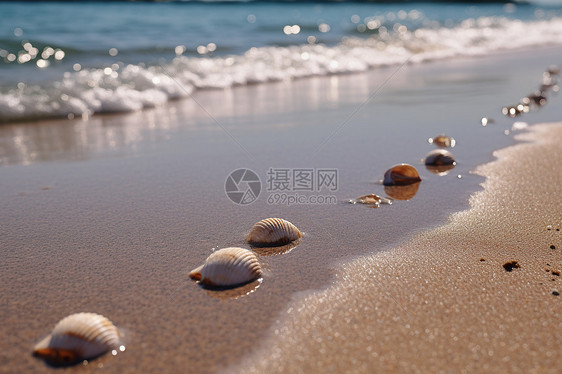 海滩上的壳子图片