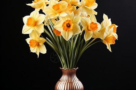 花瓶里的水仙花朵图片