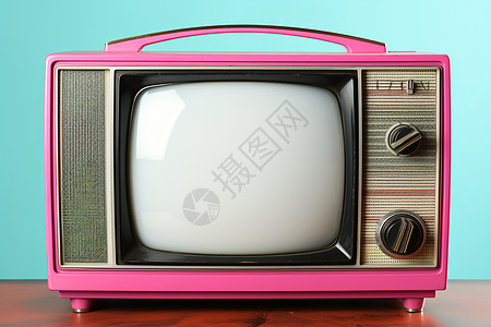 复古的粉色电视机图片