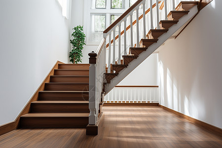 室内简约的木质楼梯背景