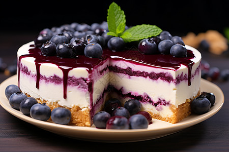 奶香四溢的蓝莓芝士蛋糕图片