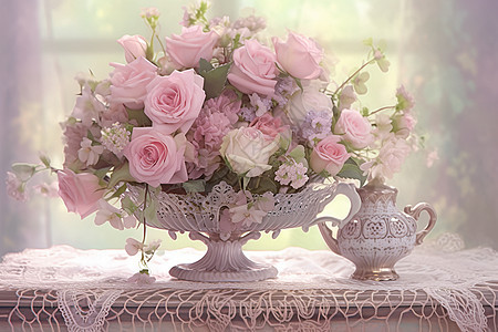 柔美浪漫的玫瑰花束图片