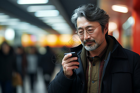 人群里的中年男人背景图片