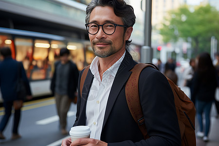 工作路上的中年男子图片