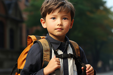 背着书包的小男孩图片