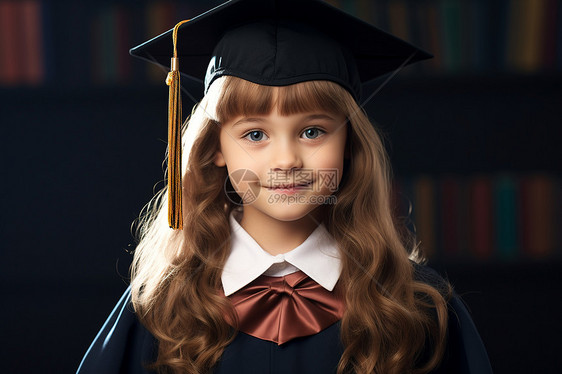 穿幼儿园毕业礼服的小女孩图片