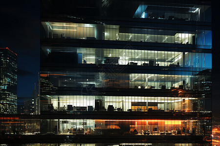 夜晚都市商务大楼图片