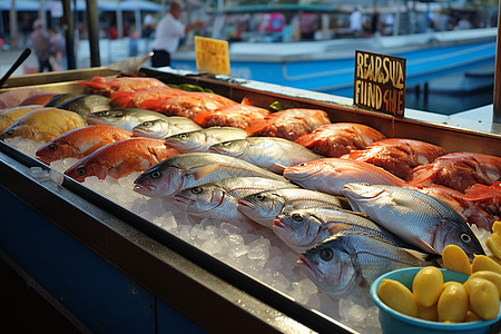 展柜的海鲜食品图片