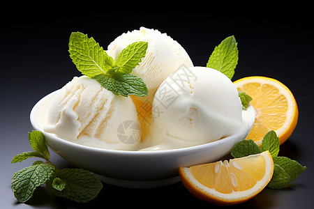 薄荷香橙冰激凌图片