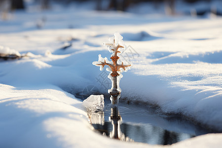 寒冬中的雪地图片