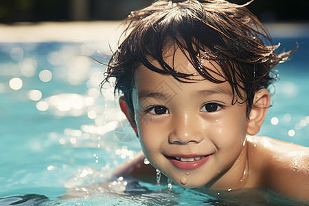 快乐的泳池少年背景图片