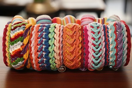 彩色的针织手链背景图片