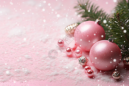 粉色的圣诞装饰图片