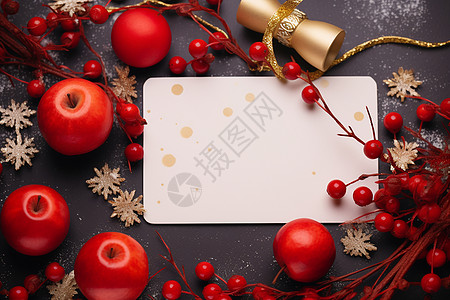 圣诞装饰与空白卡片图片