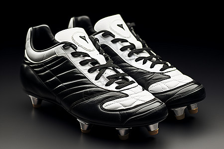 黑底白线足球鞋图片