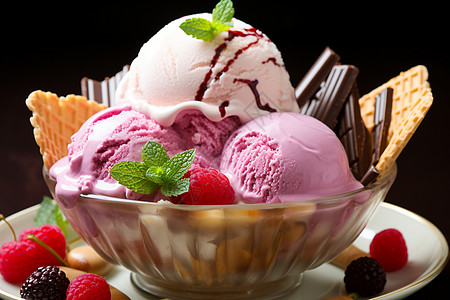 美味的巧克力冰淇淋背景图片