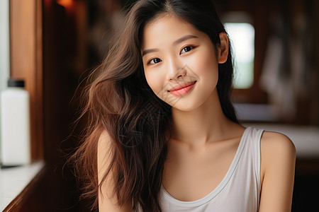 快乐笑容的亚洲少女背景