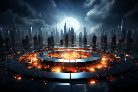 未来主义中心圆形舞台图片